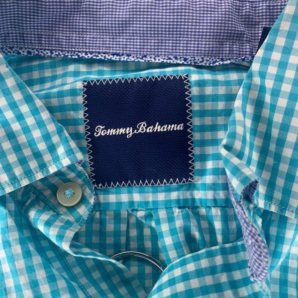 Tommy Bahama Mens Small S Long Sleeve Pima Cotton Button Up Shirt Blue/White - Picture 9 of 9